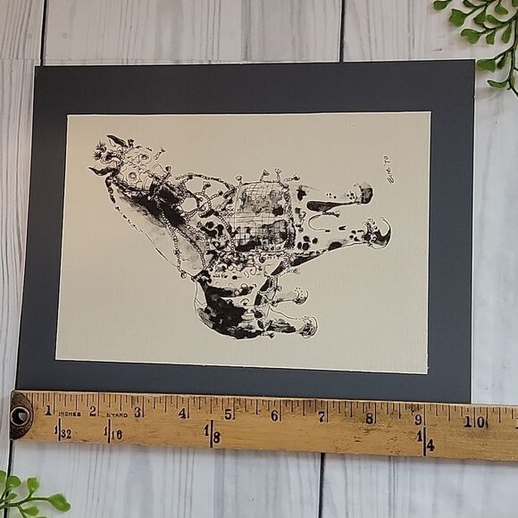 Ink Drawing Print Of A Tang Dynasty Style Horse Signed " Eve "  '70 - Picture 7 of 7